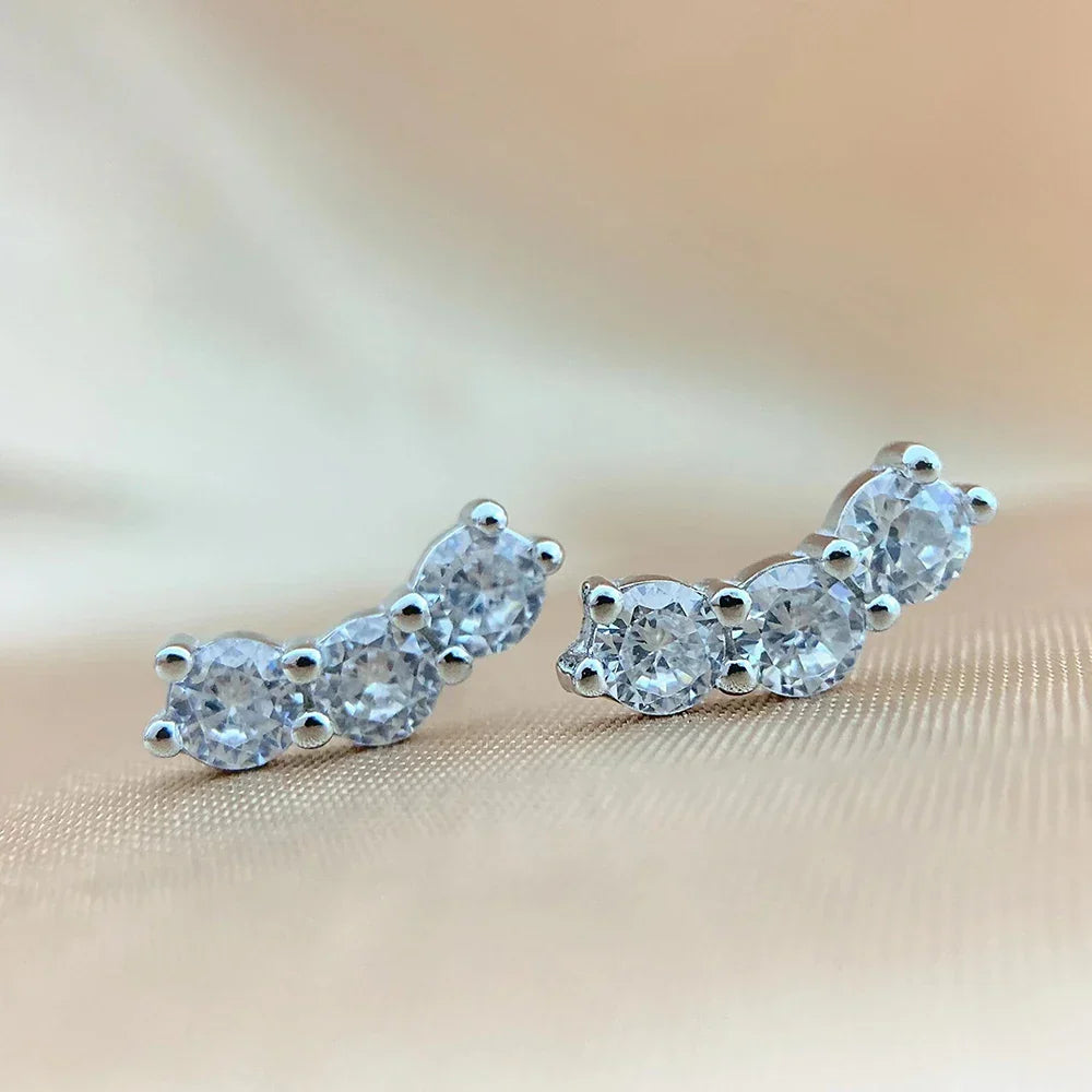 Silver Starlight Sparkle Moissanite Stud Earrings - Rolline