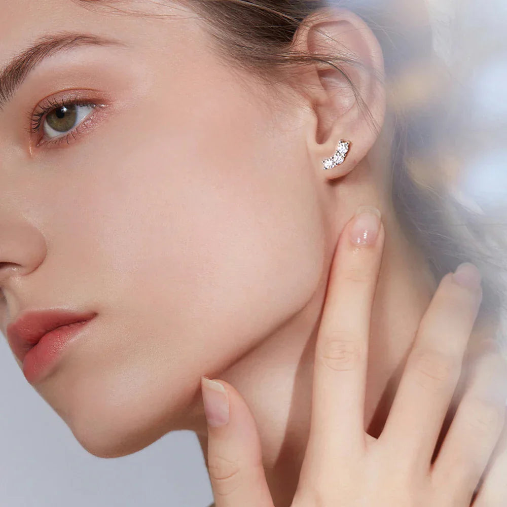 Silver Starlight Sparkle Moissanite Stud Earrings - Rolline
