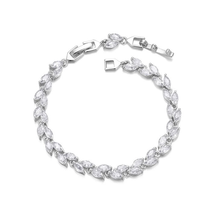 White zircon charm bracelet in gold and silver - Journey