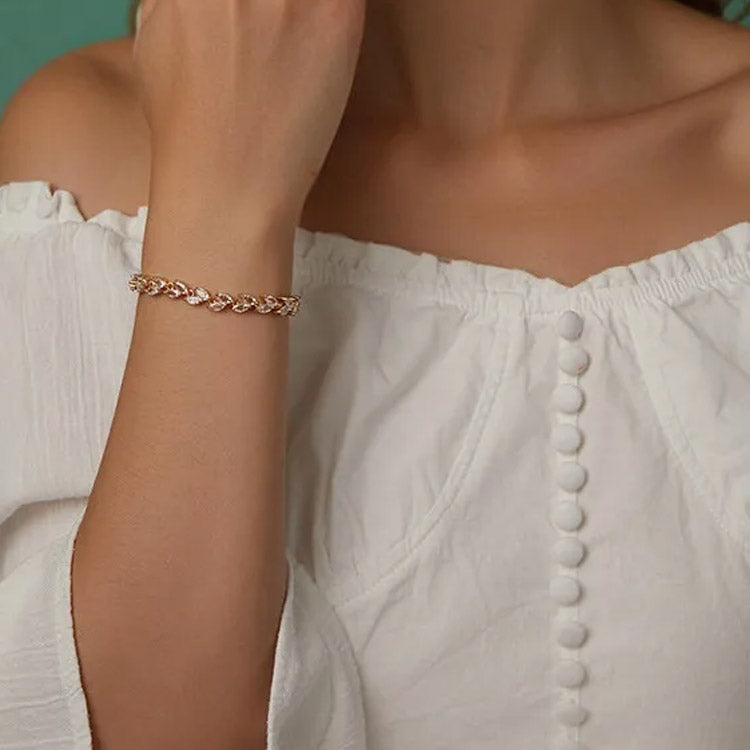 White zircon charm bracelet in gold and silver - Journey