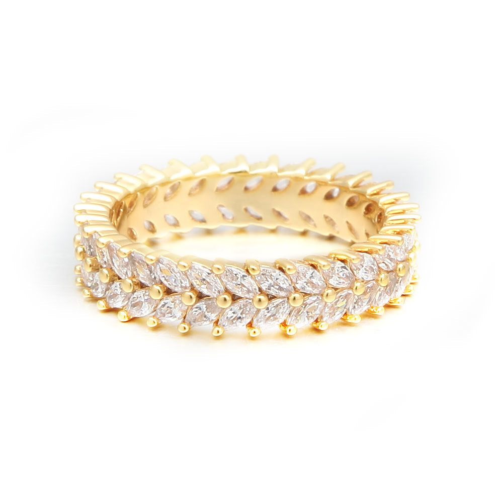 Elegant Ring in gold-plated copper with two rows - Lydia