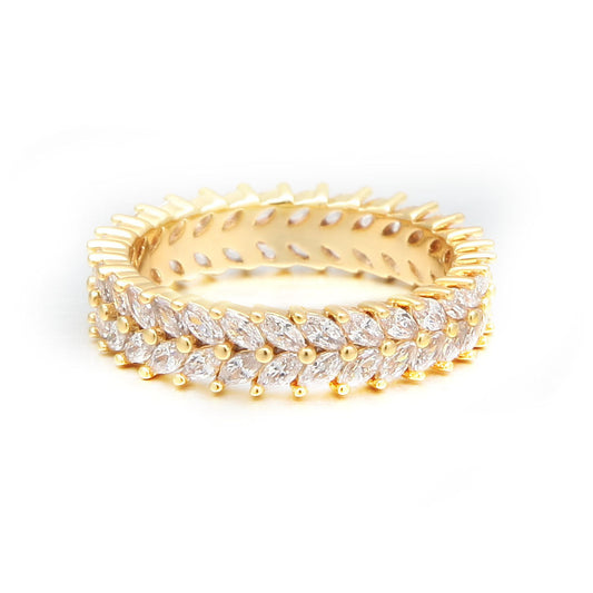 Elegant Ring in gold-plated copper with two rows - Lydia