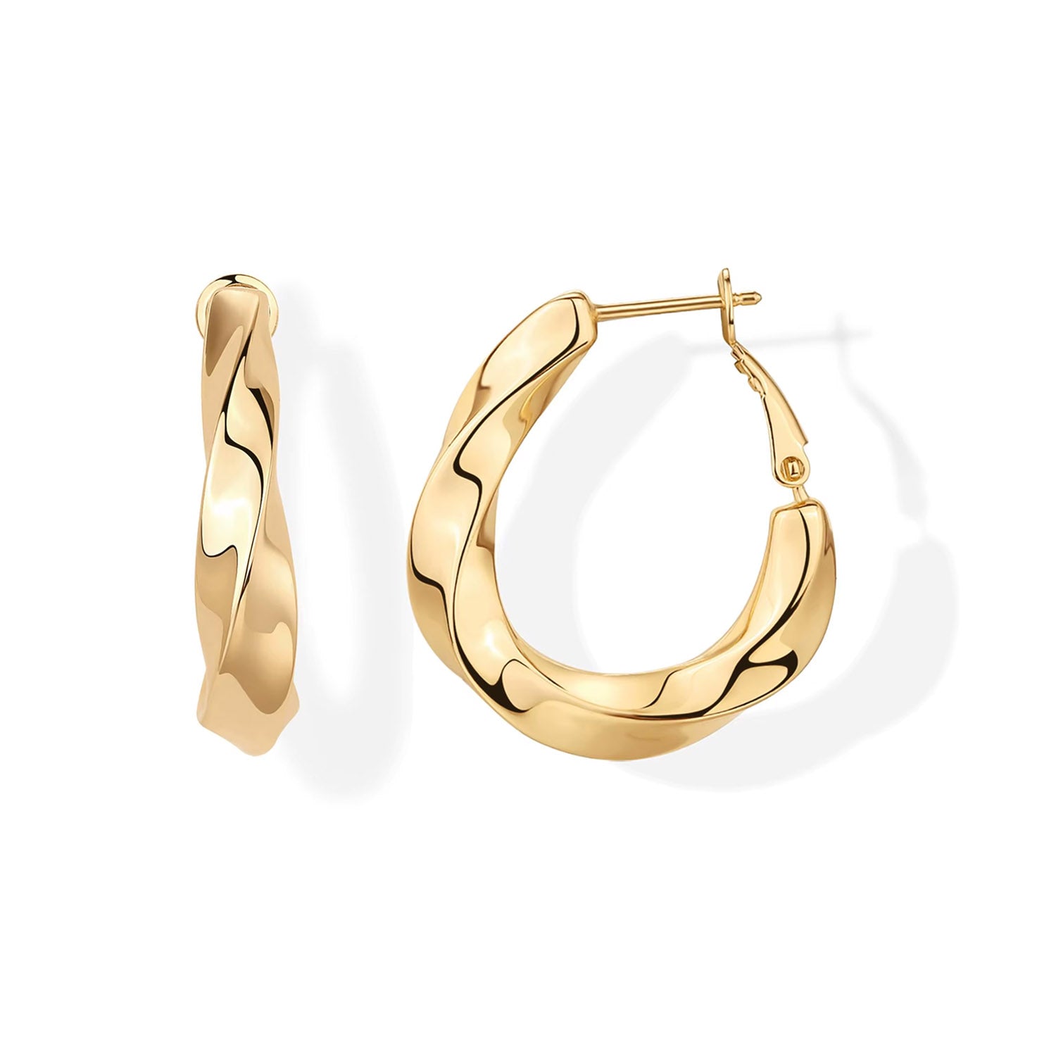 wavy shape and soft texture gold earrings - Margot