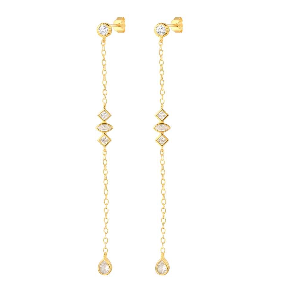 Earrings Line Long Tassel  in gold and silver - Ellis