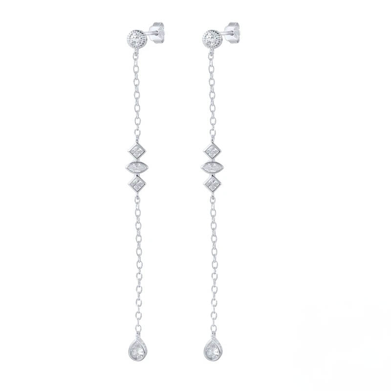 Earrings Line Long Tassel  in gold and silver - Ellis