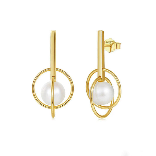 Earrings Solo Pearl in gold - Hollie