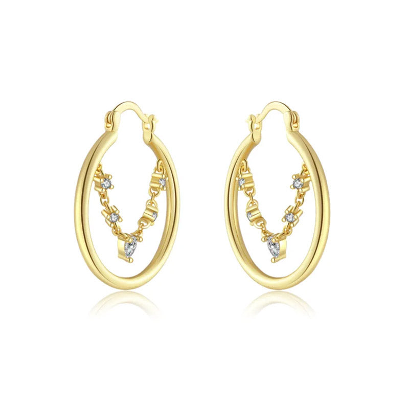Earrings Stitching Diamond  in gold and silver - Monroe