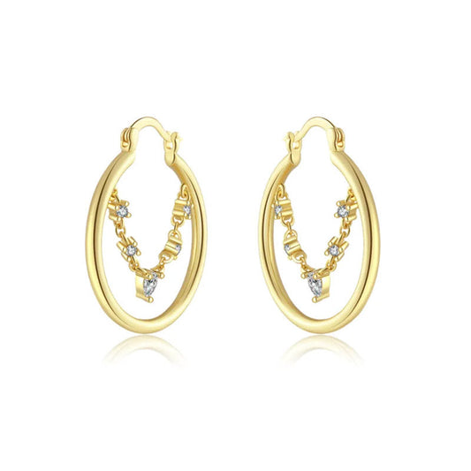 Earrings Stitching Diamond  in gold and silver - Monroe