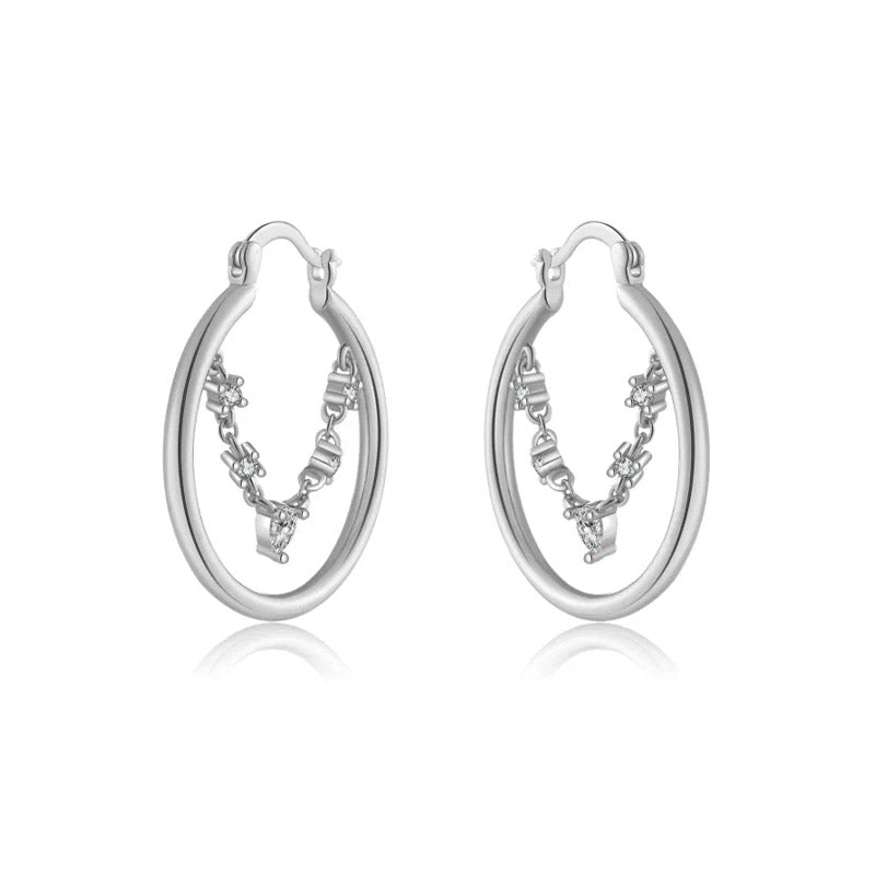 Earrings Stitching Diamond  in gold and silver - Monroe