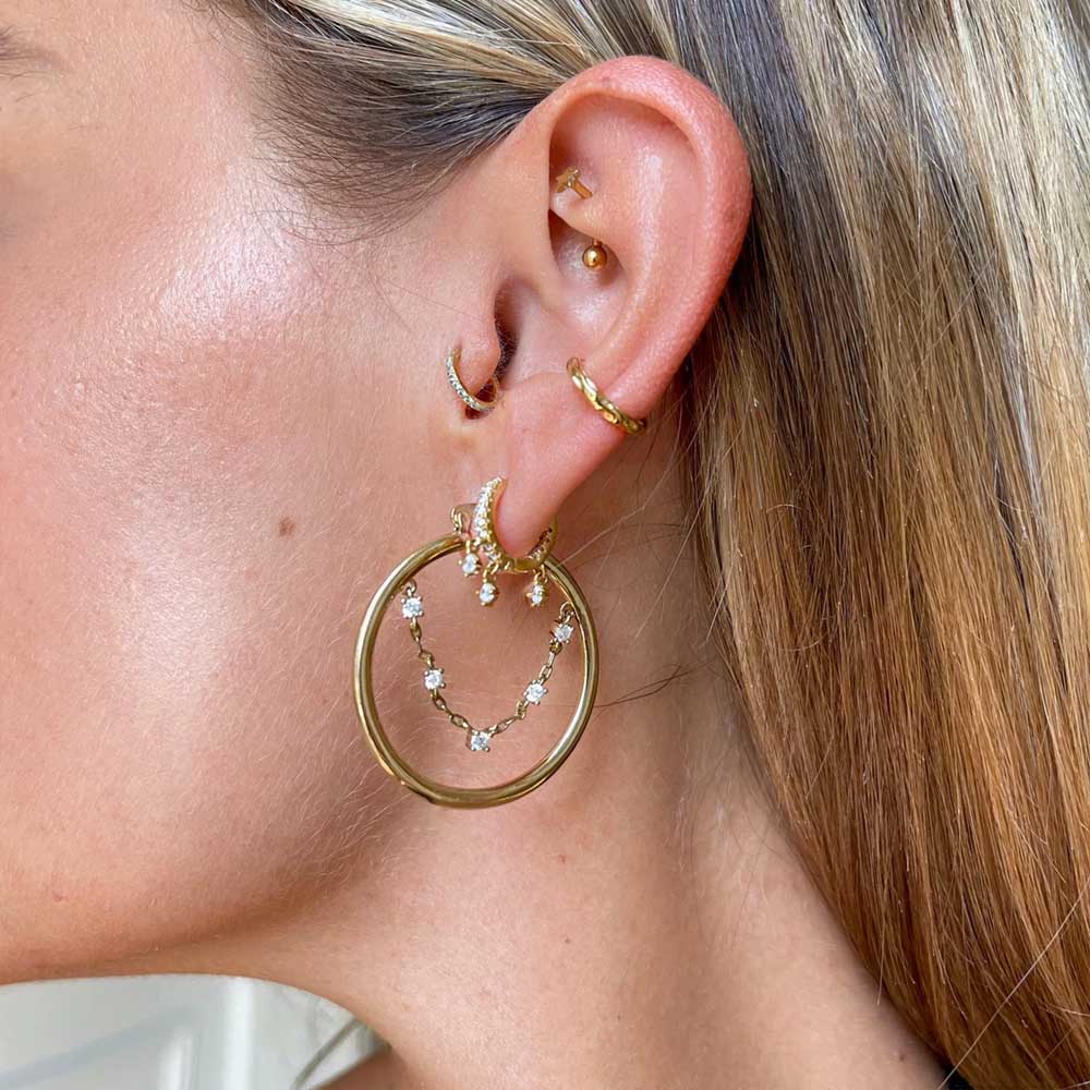 Earrings Stitching Diamond  in gold and silver - Monroe