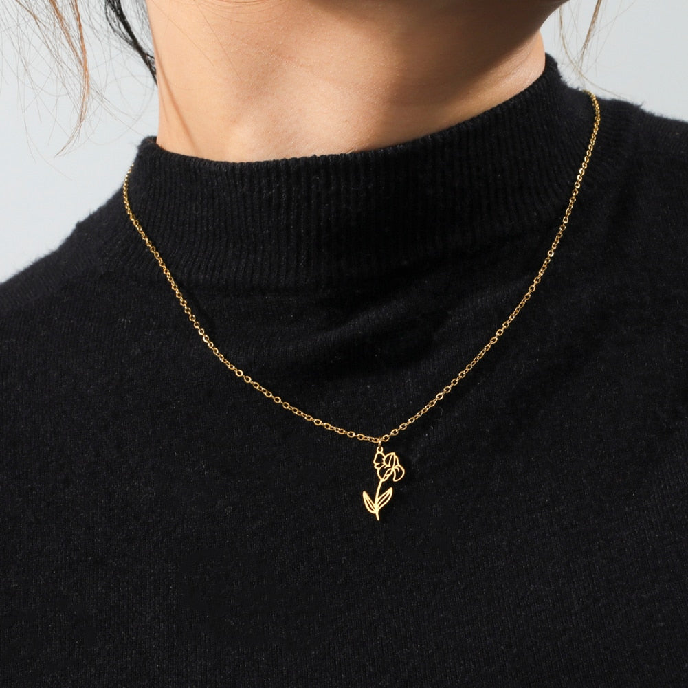 Flower Necklace Minimalist - Brinley