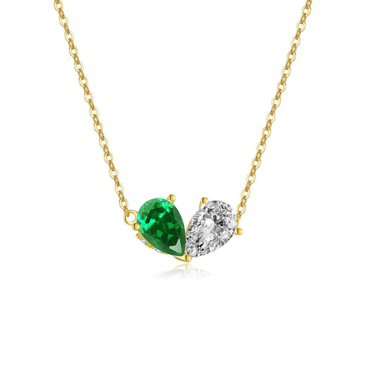 Necklace Emerald Heart in gold and silver - Atkins