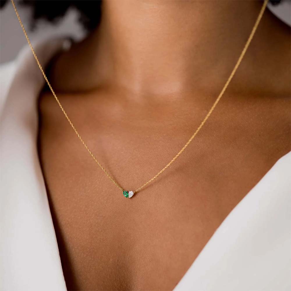 Necklace Emerald Heart in gold and silver - Atkins