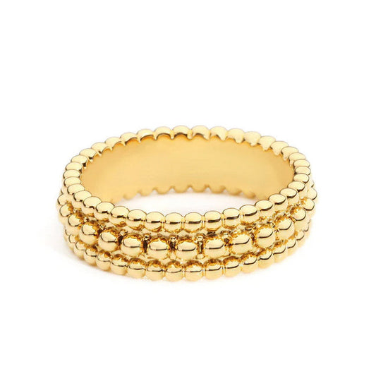 Vintage-inspired ring with double rows of ball structure - Lyla