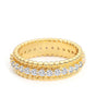 Vintage-inspired ring with double rows of ball structure - Lyla
