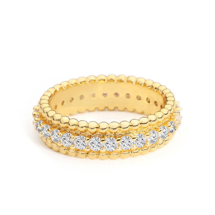 Vintage-inspired ring with double rows of ball structure - Lyla