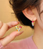 Women's colourful heart-shaped earrings - Elegance and softness - Azentzia