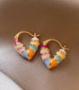 Women's colourful heart-shaped earrings - Elegance and softness - Azentzia