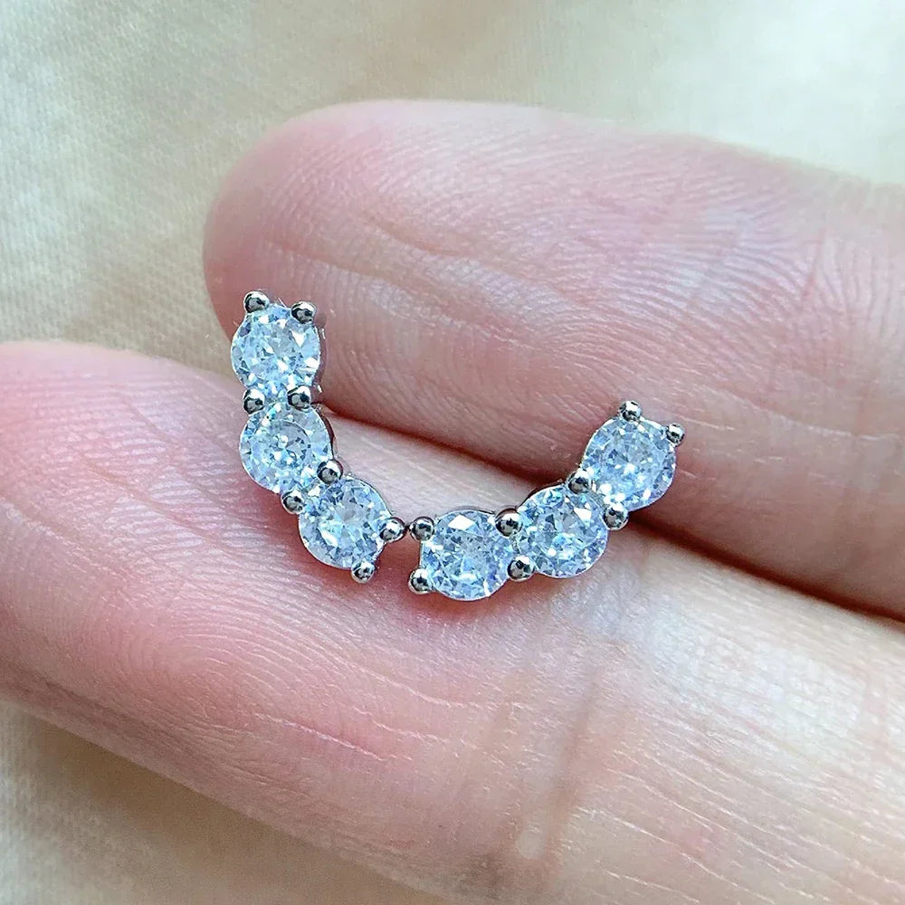 Silver Starlight Sparkle Moissanite Stud Earrings - Rolline