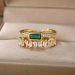 Elegant retro zirconia ring for women - Double-layered and sparkling - Dafne