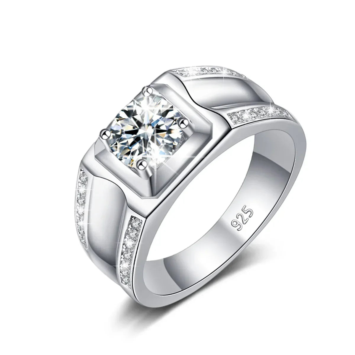 S925 Sterling Silver Vintage 1-Carat Moissanite Men's Ring - Kilyan