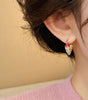 Women's colourful heart-shaped earrings - Elegance and softness - Azentzia
