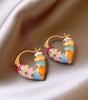 Women's colourful heart-shaped earrings - Elegance and softness - Azentzia