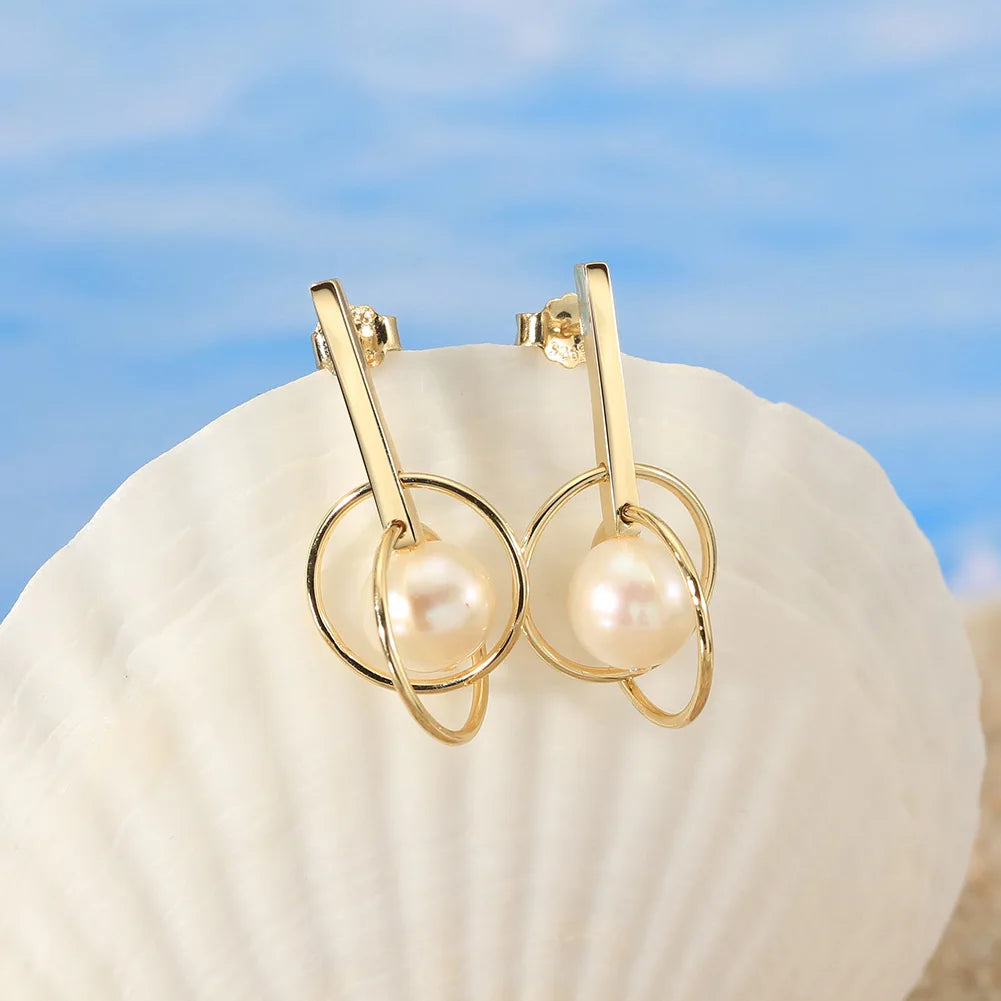 Earrings Solo Pearl in gold - Hollie