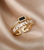 Elegant retro zirconia ring for women - Double-layered and sparkling - Dafne