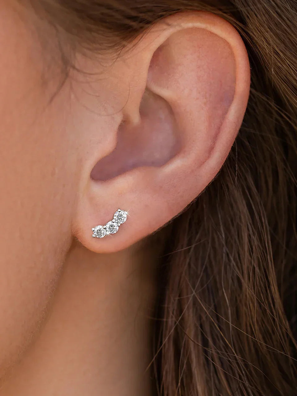 Silver Starlight Sparkle Moissanite Stud Earrings - Rolline