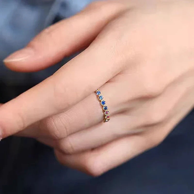 Colorful rainbow cubic zirconia promise rings for women - Jata