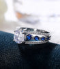 Creative openwork blue sapphire zirconia ring for women - Engagement Jewellery - Meana