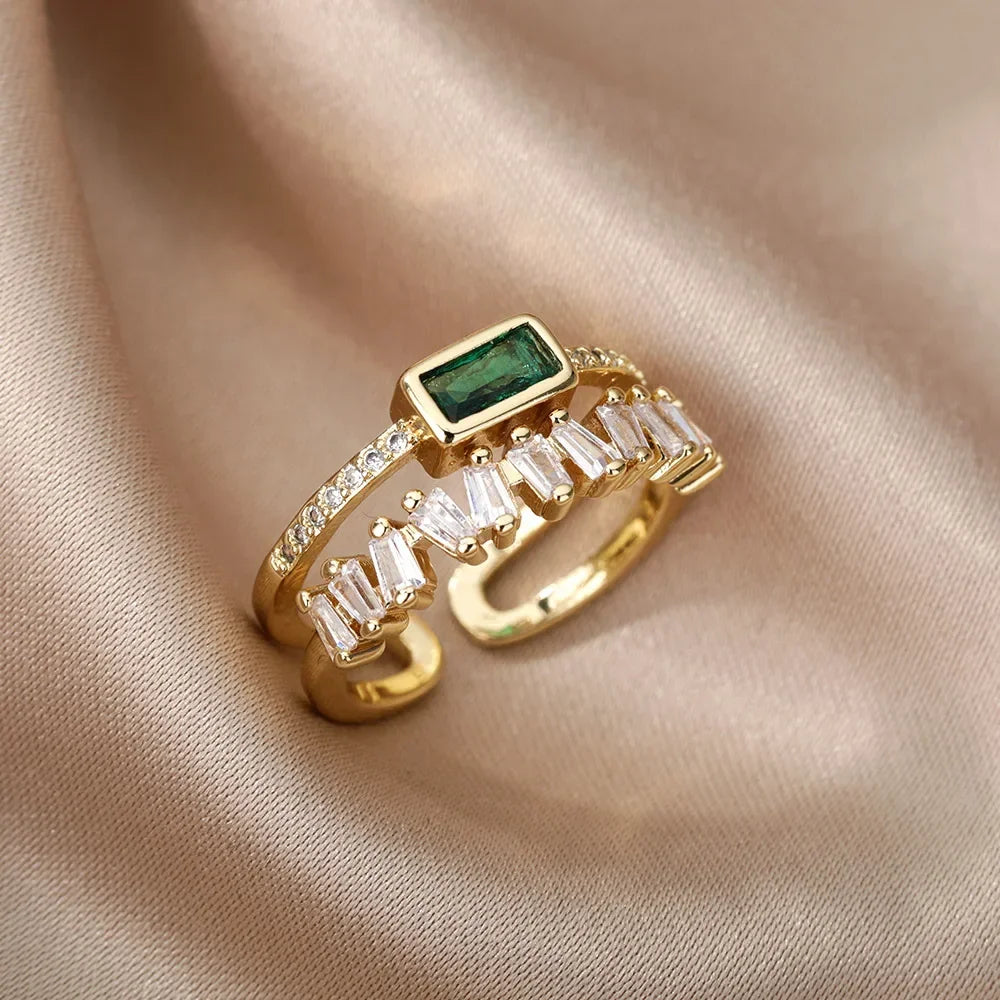 Elegant retro zirconia ring for women - Double-layered and sparkling - Dafne