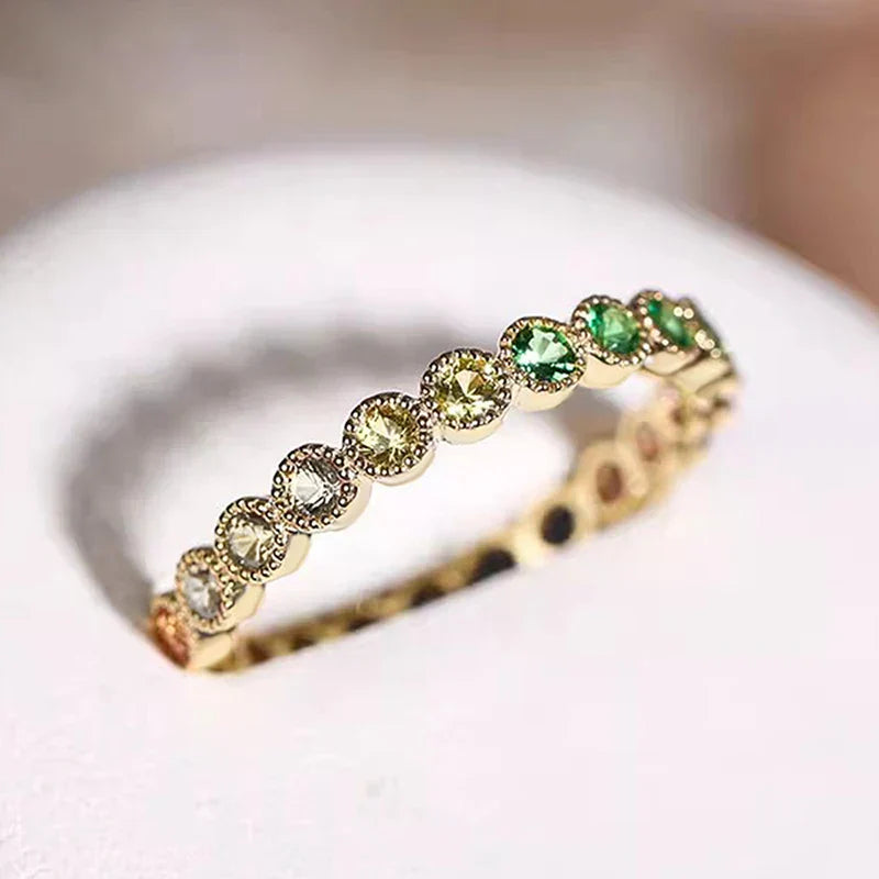 Colorful rainbow cubic zirconia promise rings for women - Jata