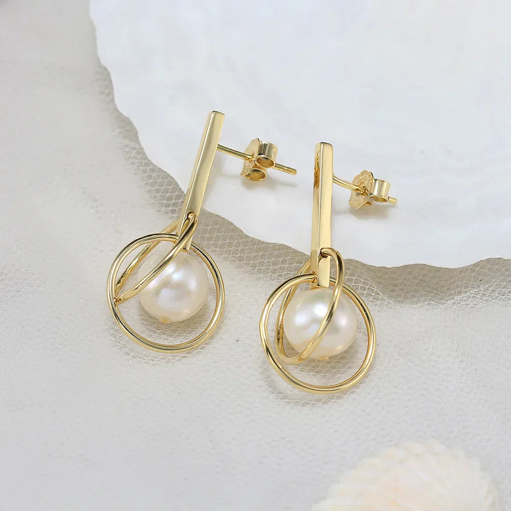 Earrings Solo Pearl in gold - Hollie