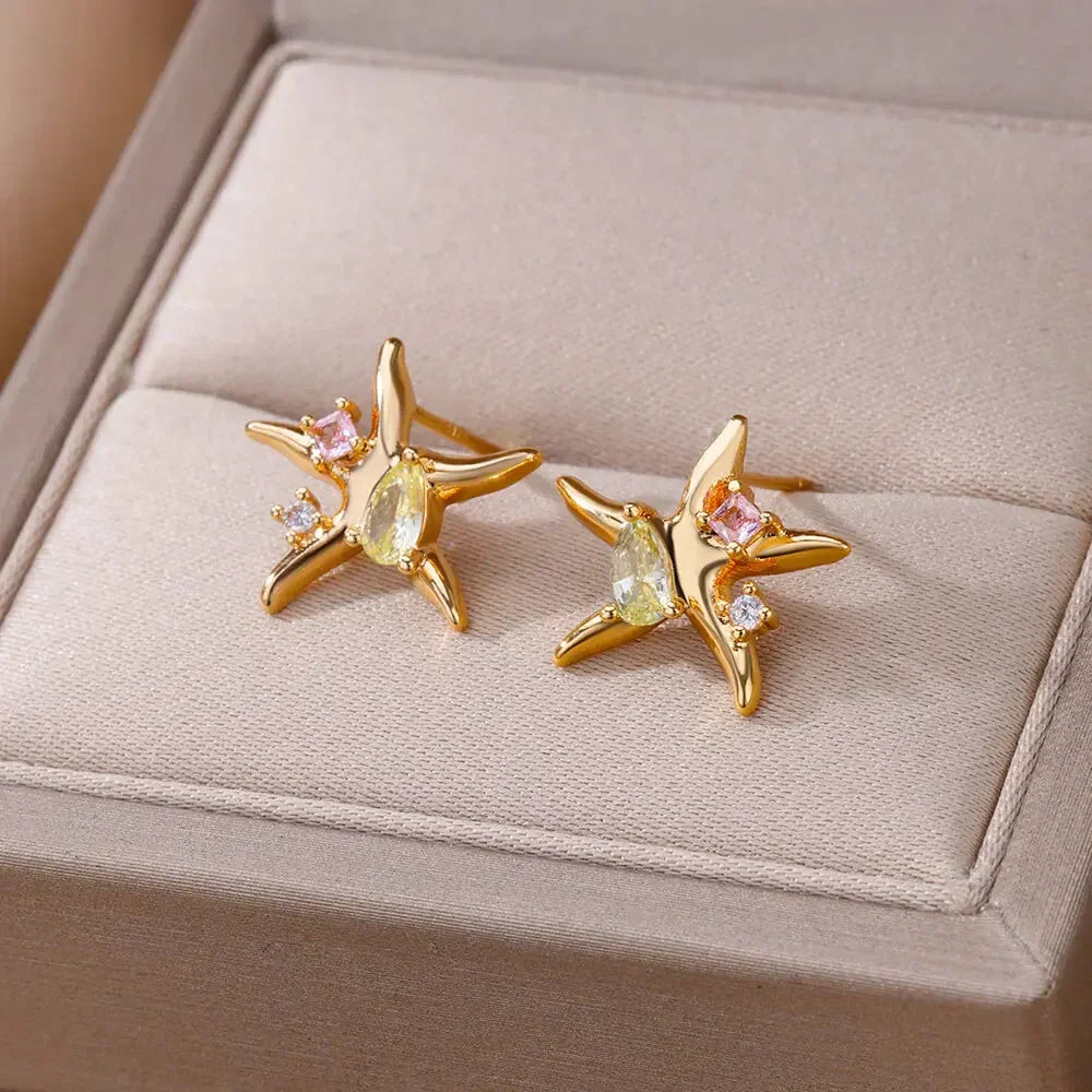 Natural white pressed daisy earrings - Ugarra