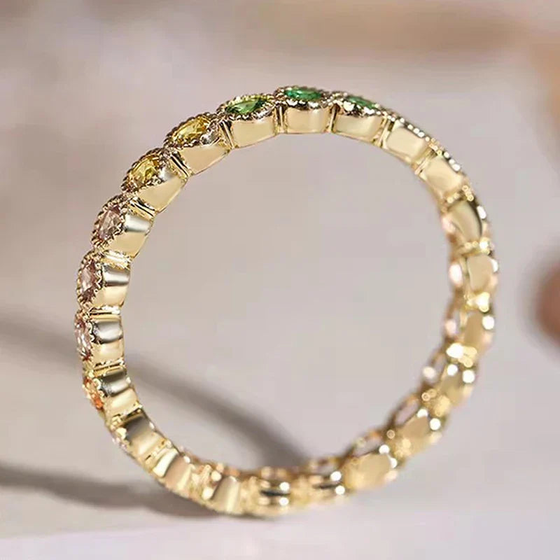 Colorful rainbow cubic zirconia promise rings for women - Jata