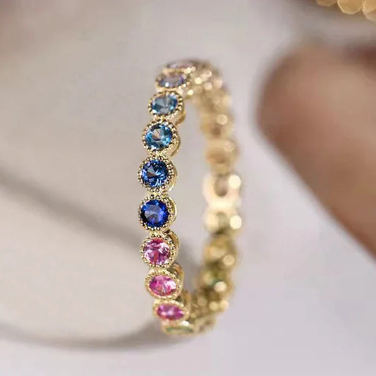 Colorful rainbow cubic zirconia promise rings for women - Jata